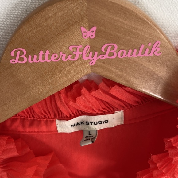 Max Studio Coral Tank Top Blouse Tie Collar Sleeveless Lined , Size L - Picture 4 of 9